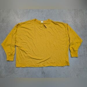 NWT GAP Factory Womens XXL Long Sleeve Sweatshirt Yellow Raw Hem Cropped